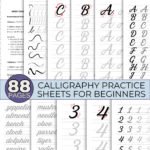 Calligraphy Practice Sheets, Printable Hand Lettering Worksheet For Full Alphabet Practice Sheets Calligraphy