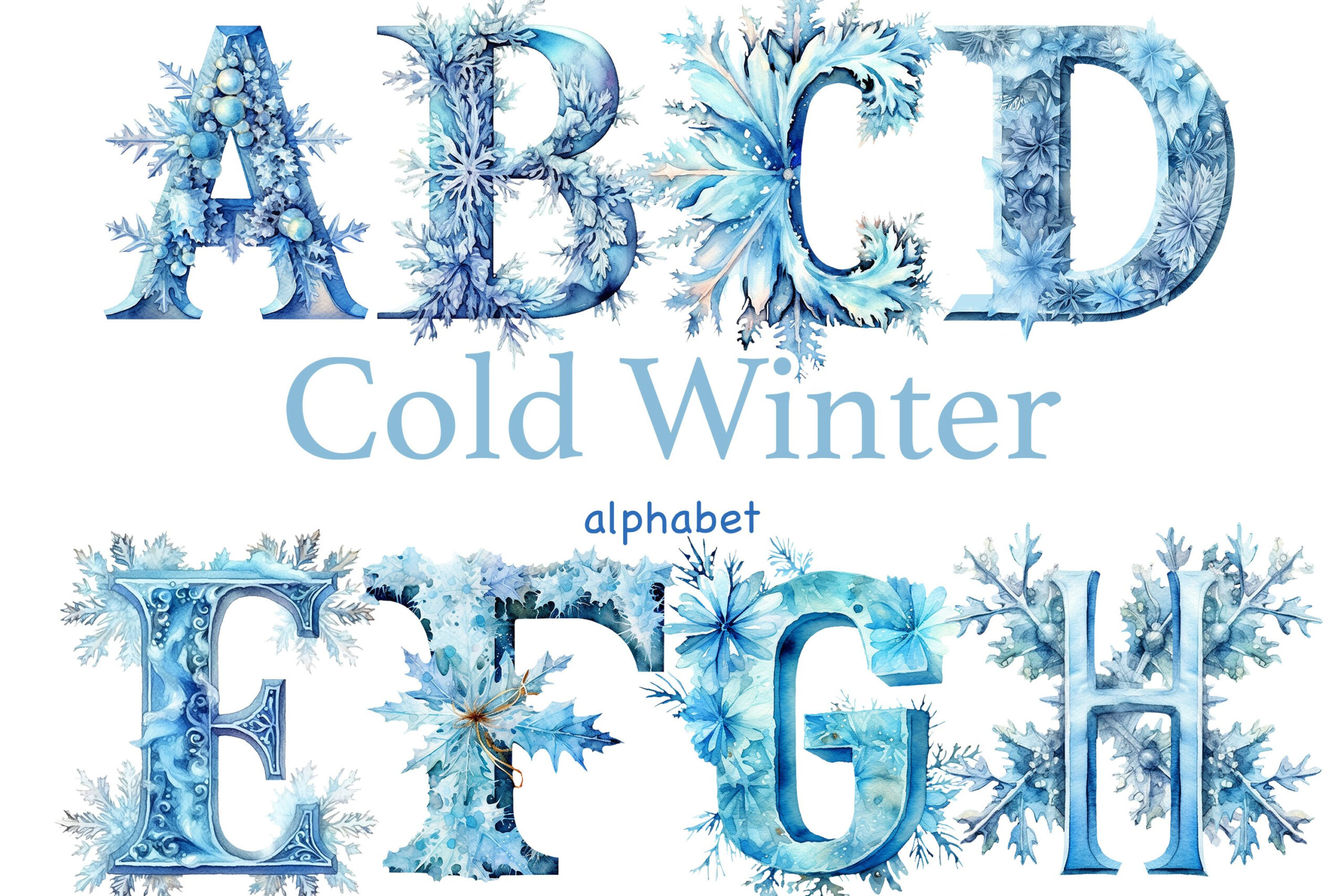 Cold Winter Alphabet Clipart | Invitation Wedding Alphabet with Printable Winter Alphabet Letters