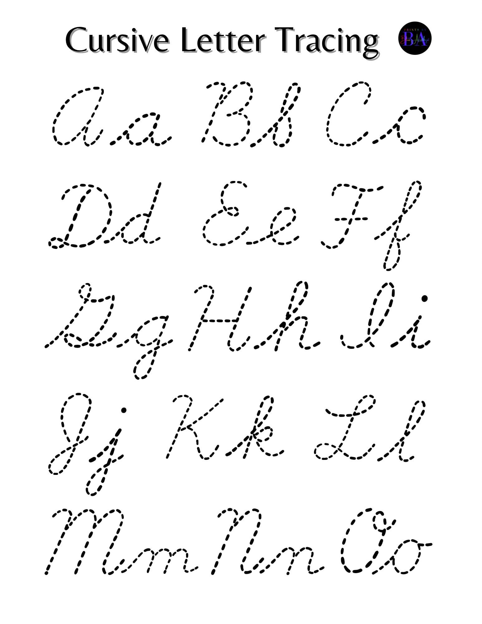 Cursive Letter Tracing - Upper &amp;amp; Lower Case - Etsy intended for Upper And Lower Cursive Handwriting