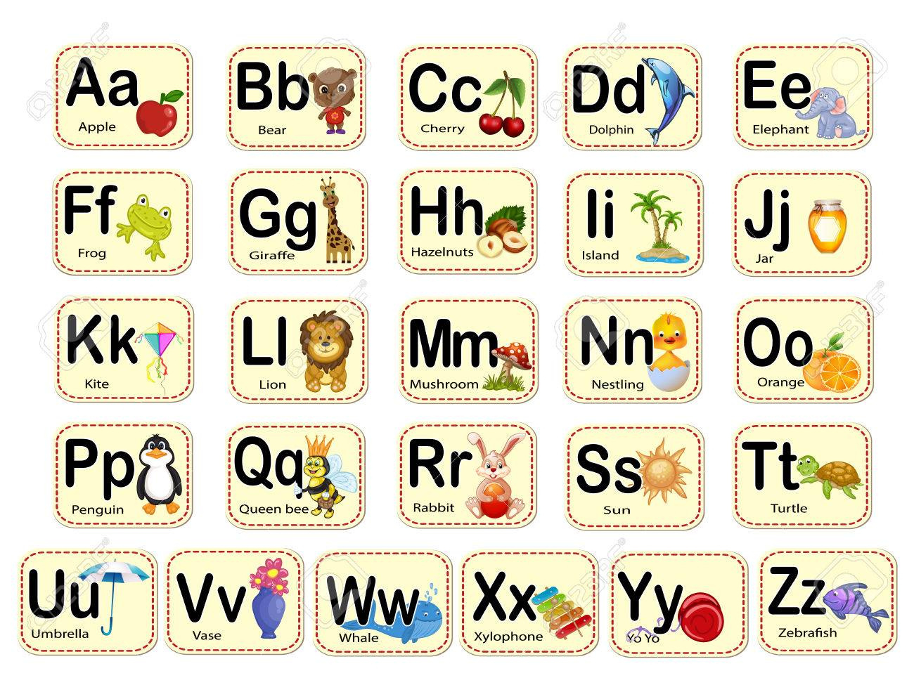 Cute Alphabet. Letters And Words. Royalty Free Svg, Cliparts within Letters Of The Alphabet With Pictures