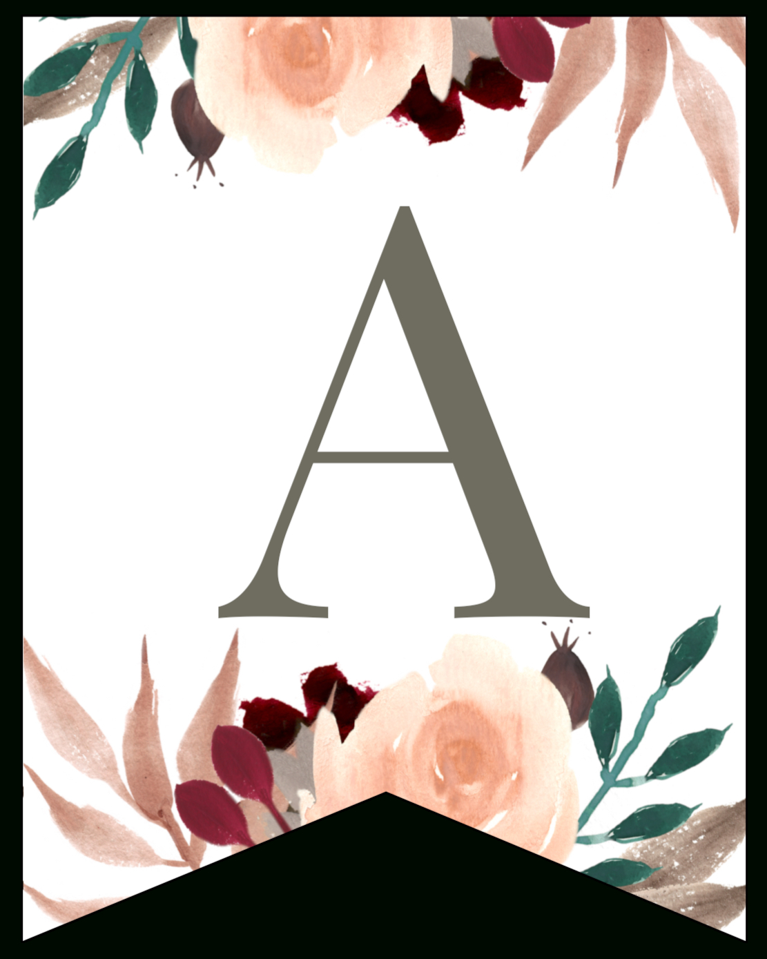 Fall Floral Alphabet Banner Letters Free Printable - Paper Trail inside Free Printable Fall Alphabet Letters