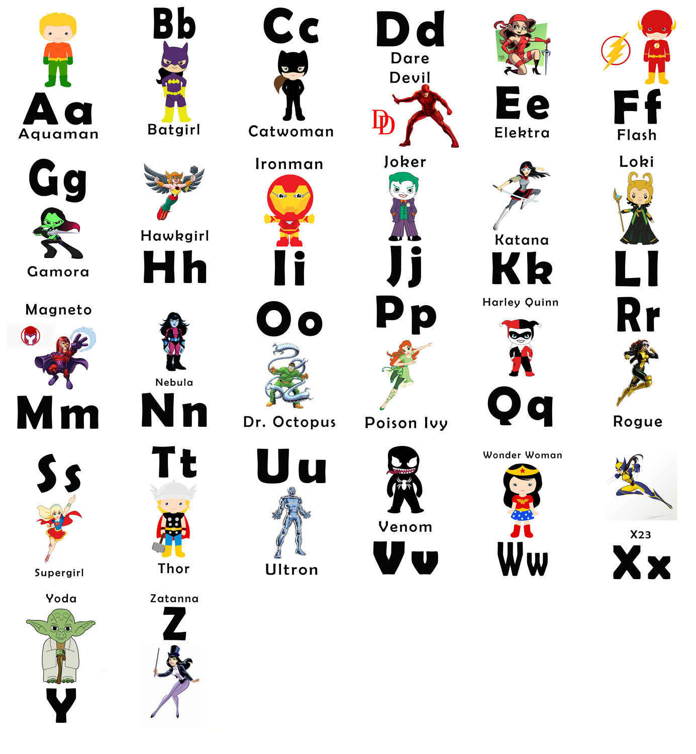 Flash Cards, Superhero, Alphabet Cards, Learning Toys, Educational in Superhero Alphabet