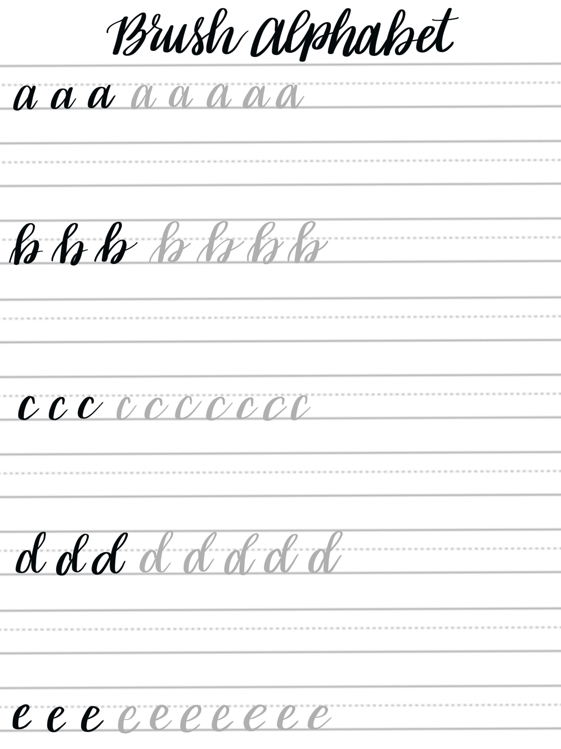 Free Brush Lettering Practice Sheets: Lowercase Alphabet - with regard to Free Printable Hand Lettering Alphabet Worksheets