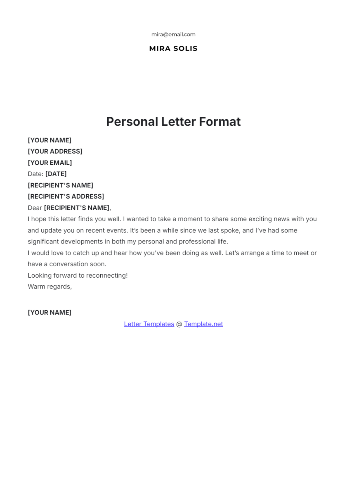 Free Letter Templates, Editable And Printable intended for Letter Templates