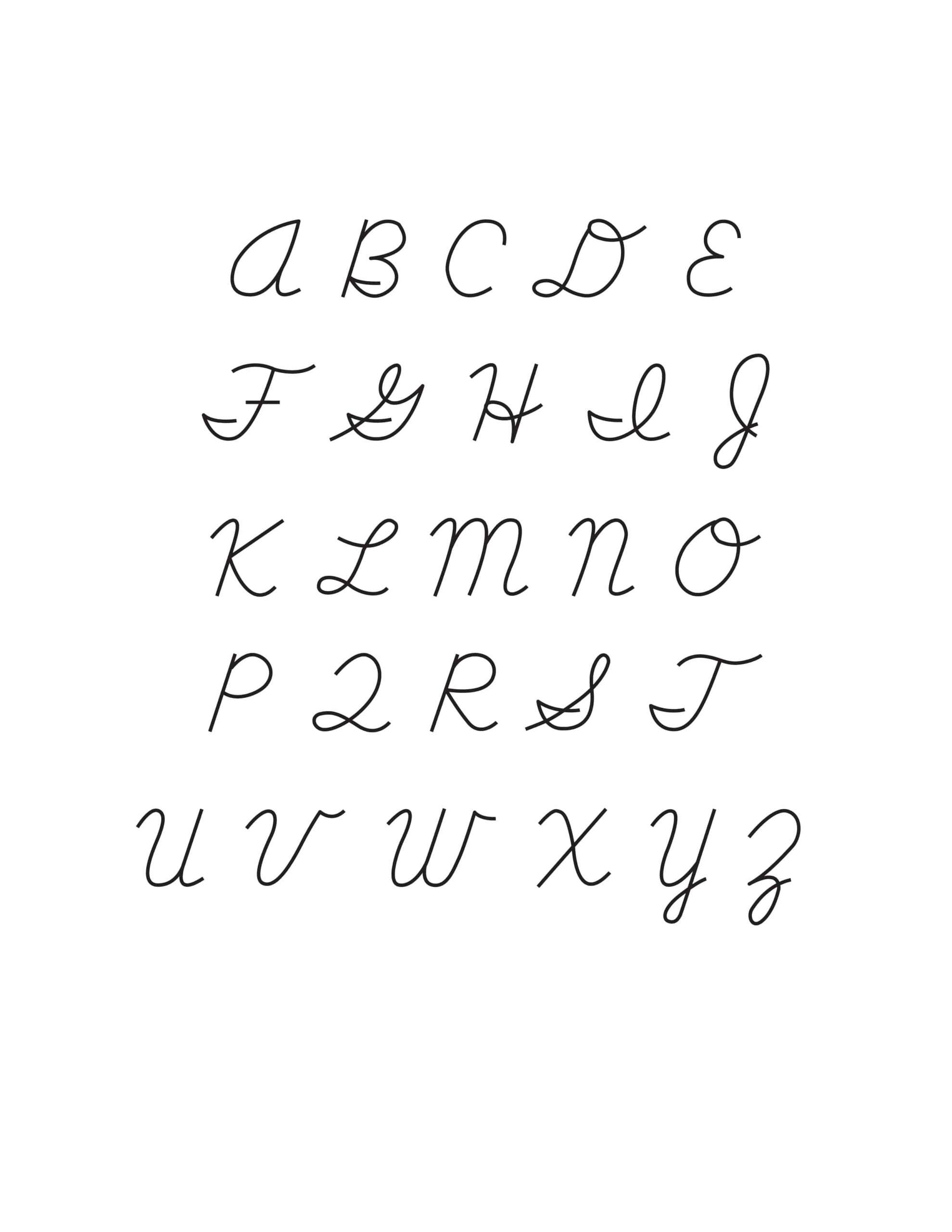Free Printable Cursive Alphabet Letters for Script Letters