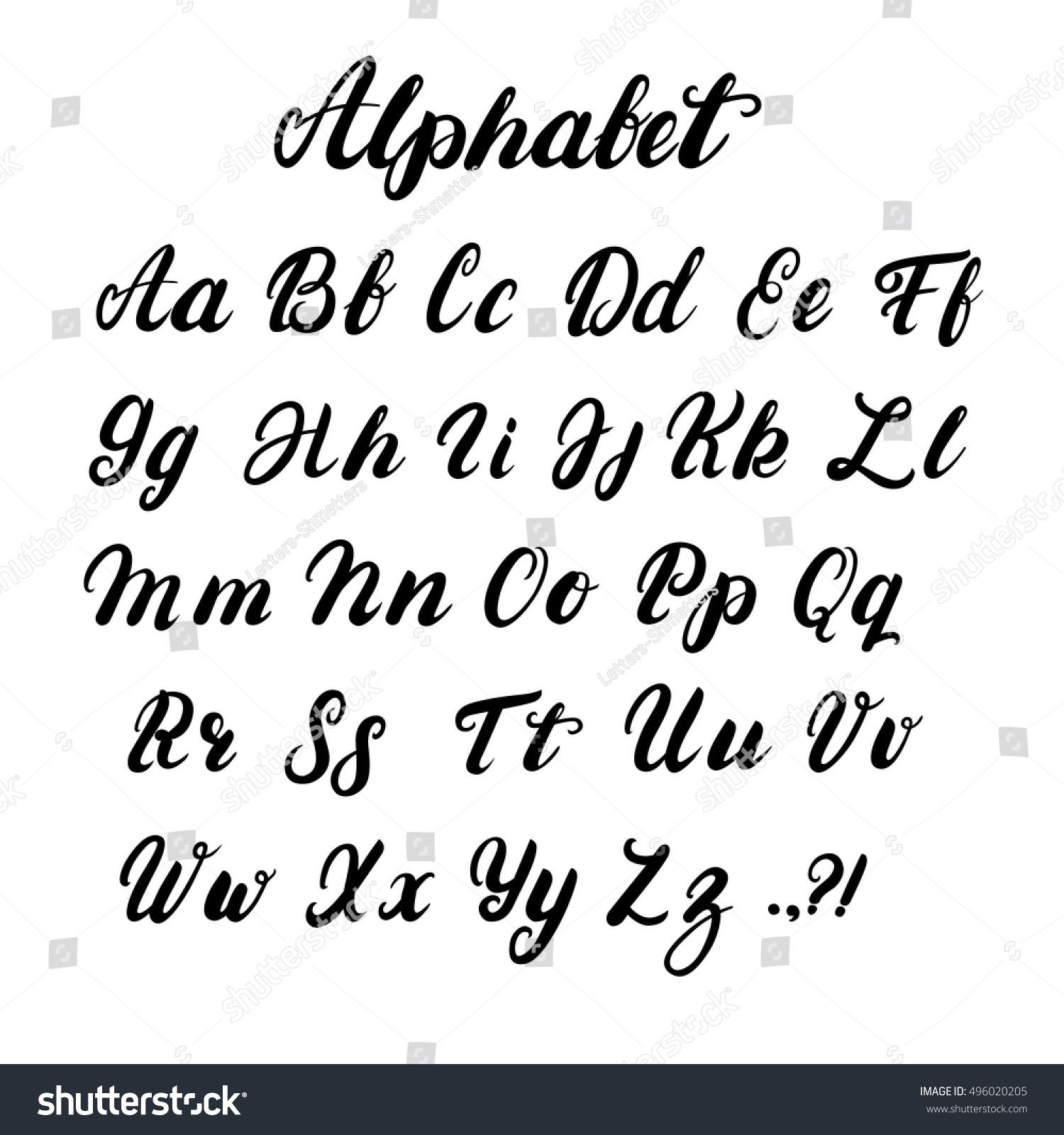 Hand Written Lowercase Uppercase Calligraphy Alphabet: Stock inside Calligraphy Alphabet