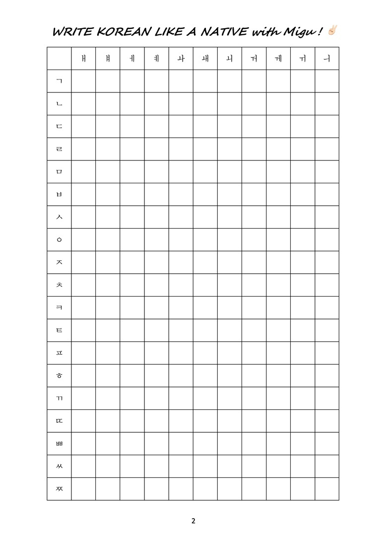 Hangeul (Korean Alphabet) Template Pdf - Hey It&amp;#039;S Migu !&amp;#039;S Ko-Fi Shop regarding Korean Hangul Print Out Free
