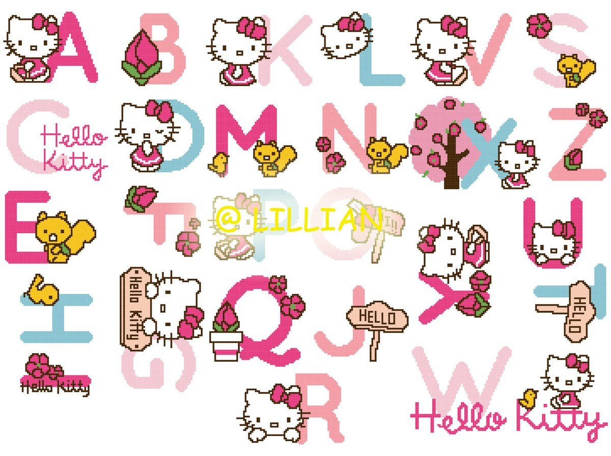 Hello Kitty Alphabet Alphabets Alphabetic Abc To Z Counted Cross inside Hello Kitty Alphabet Letters