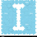 Jigsaw Puzzles Blue Color Assembled Like Capital Letter I On White Inside Letter I Jigasw Puzzle