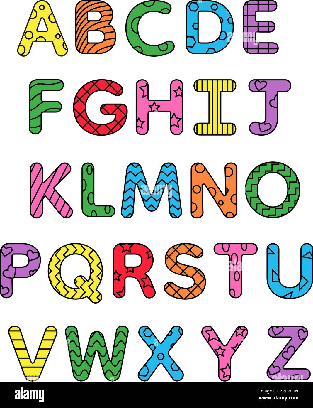 Kids Style Colorful Alphabet Design, Playful Childish Abc Big within Big Alphabet Letters