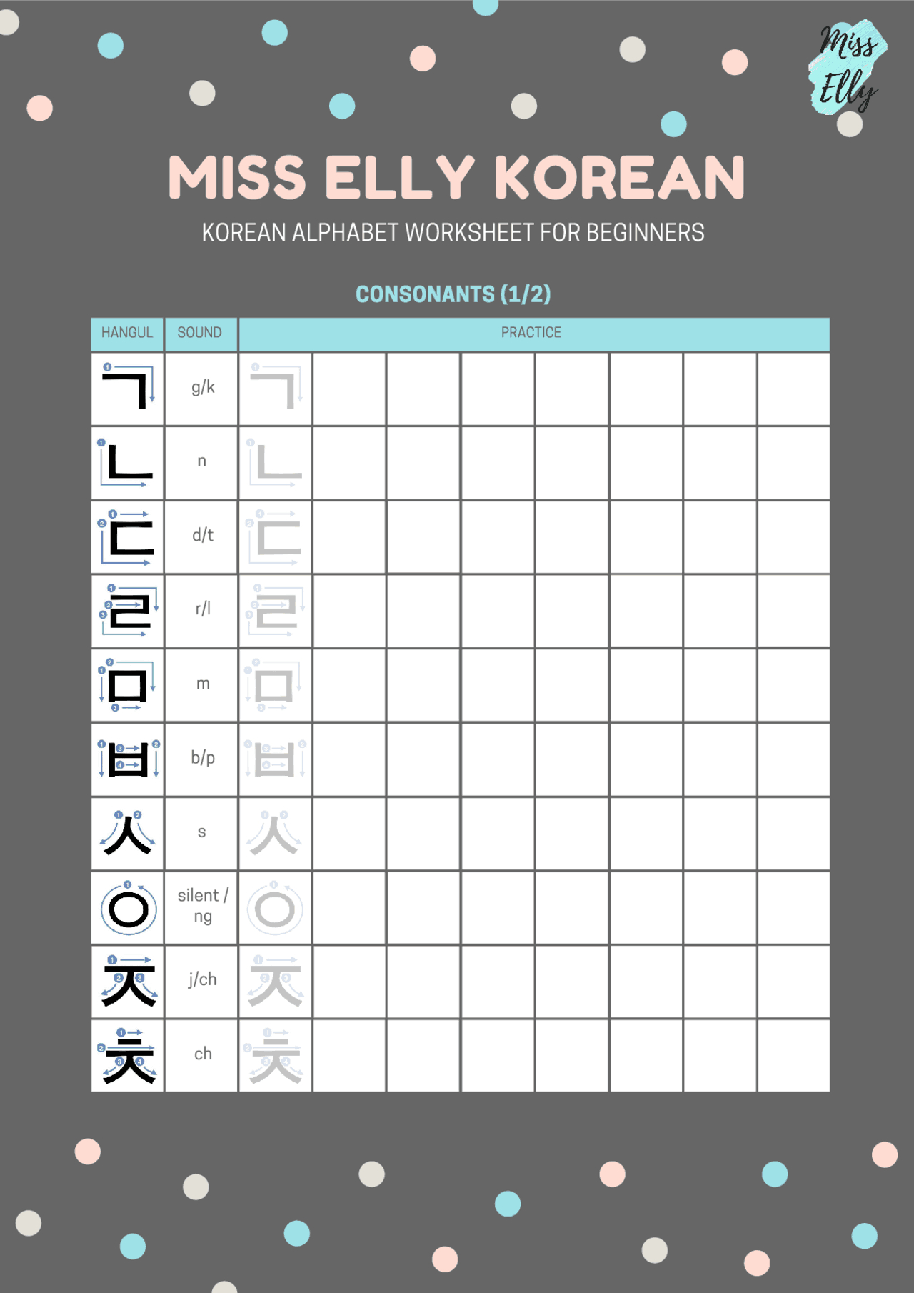 Korean Alphabet Worksheet For Beginners | Study Notes Korean regarding Korean Letters Worksheets