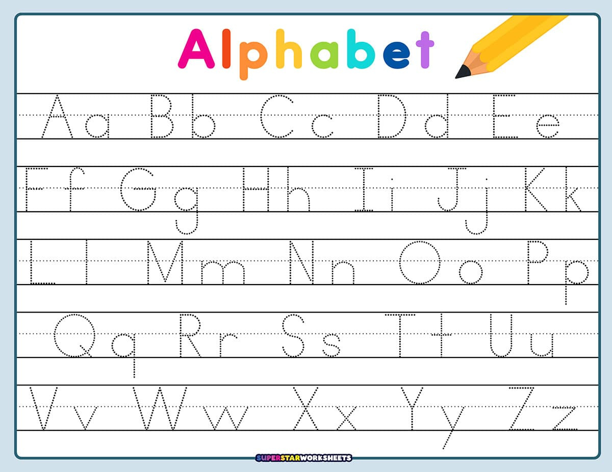 Letter Tracing Worksheets - Superstar Worksheets throughout Free Traceable Alphabet Printable