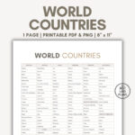 List Of Countries Of The World Countries List World Countries List Inside Printable List Of Countries Of The World