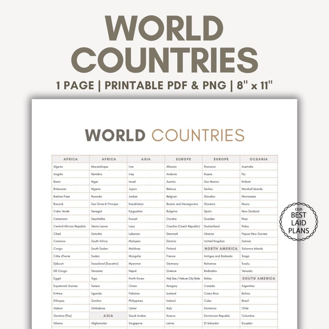 List Of Countries Of The World Countries List World Countries List inside Printable List Of Countries Of The World
