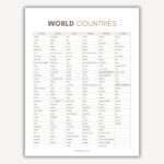 List Of Countries Of The World Countries List World Countries List Throughout Printable List Of Countries Of The World