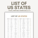 List Of The 50 States List Of States Printable Alphabetical List Pertaining To Printable 50 States List Alphabetical