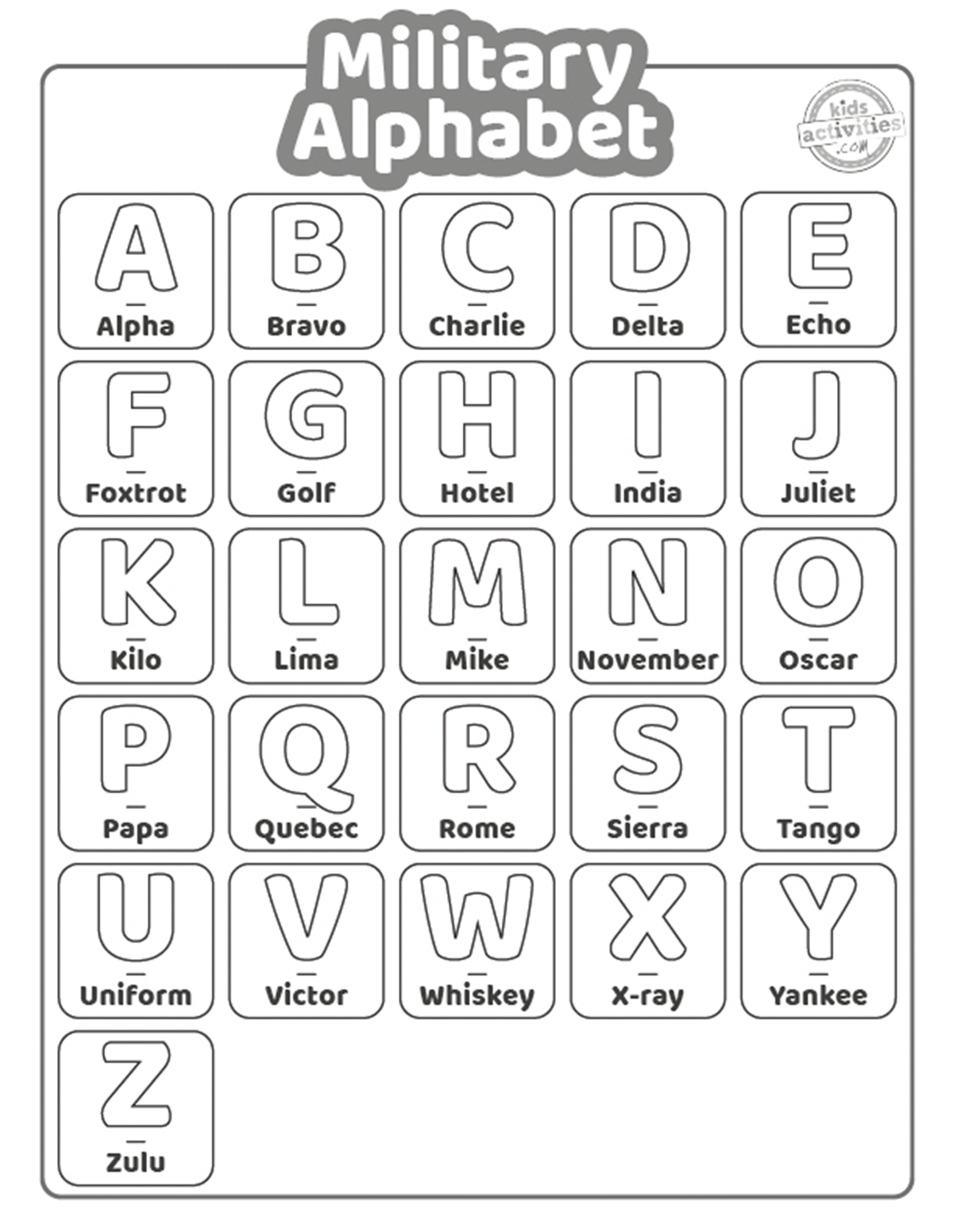 Magnificent Military Alphabet Printable For Kids! | Kids intended for Military Alphabet Printable Free