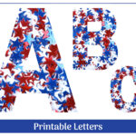 Patriotic Red, White, And Blue Stars Alphabet Letter And Number With Regard To Patriotic Alphabet Letters Printable