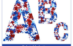 Patriotic Red, White, And Blue Stars Alphabet Letter And Number with regard to Patriotic Alphabet Letters Printable