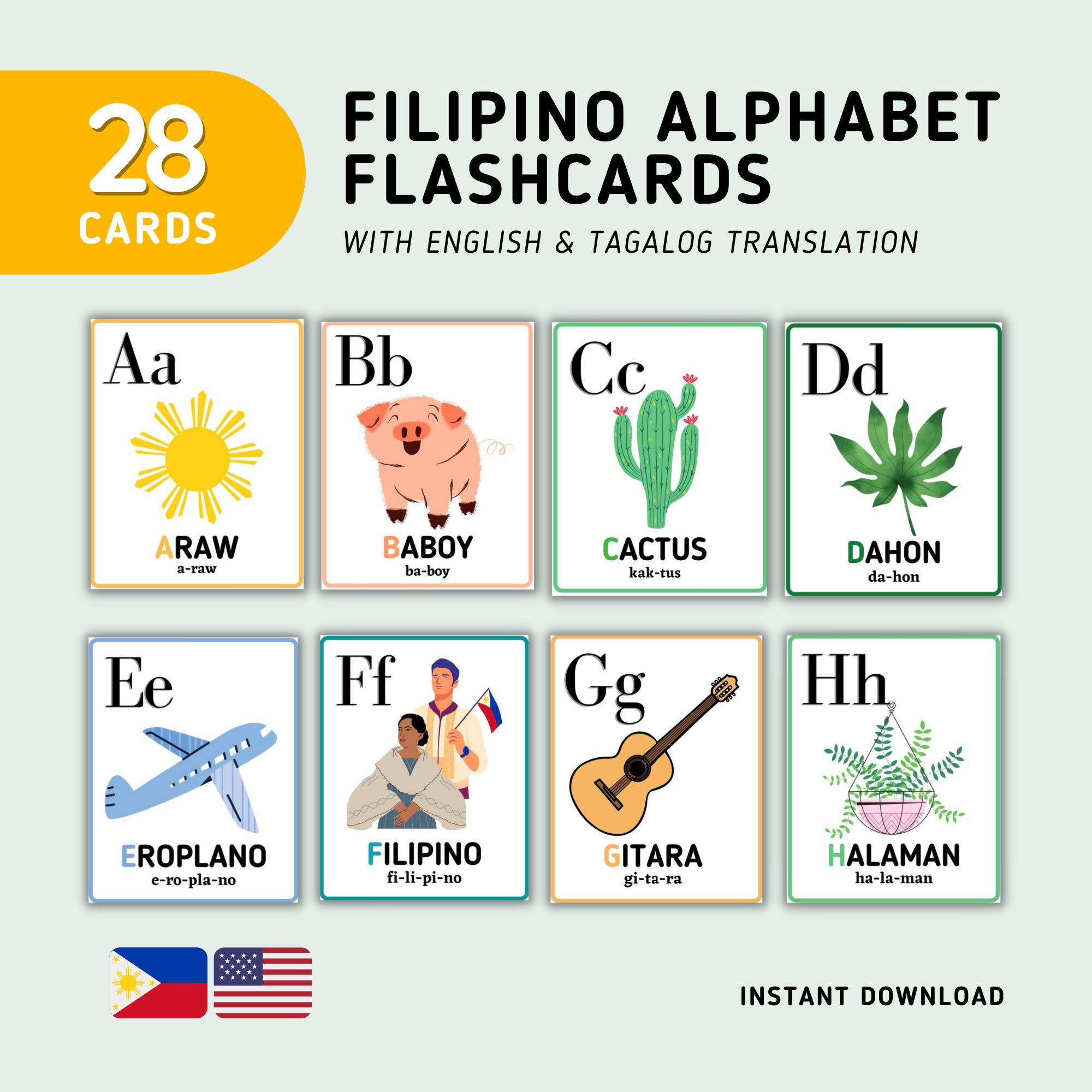 Philippinisches Alphabet (28 Karten) - Tagalog Abc Karteikarten throughout Filipino Alphabet Flashcards