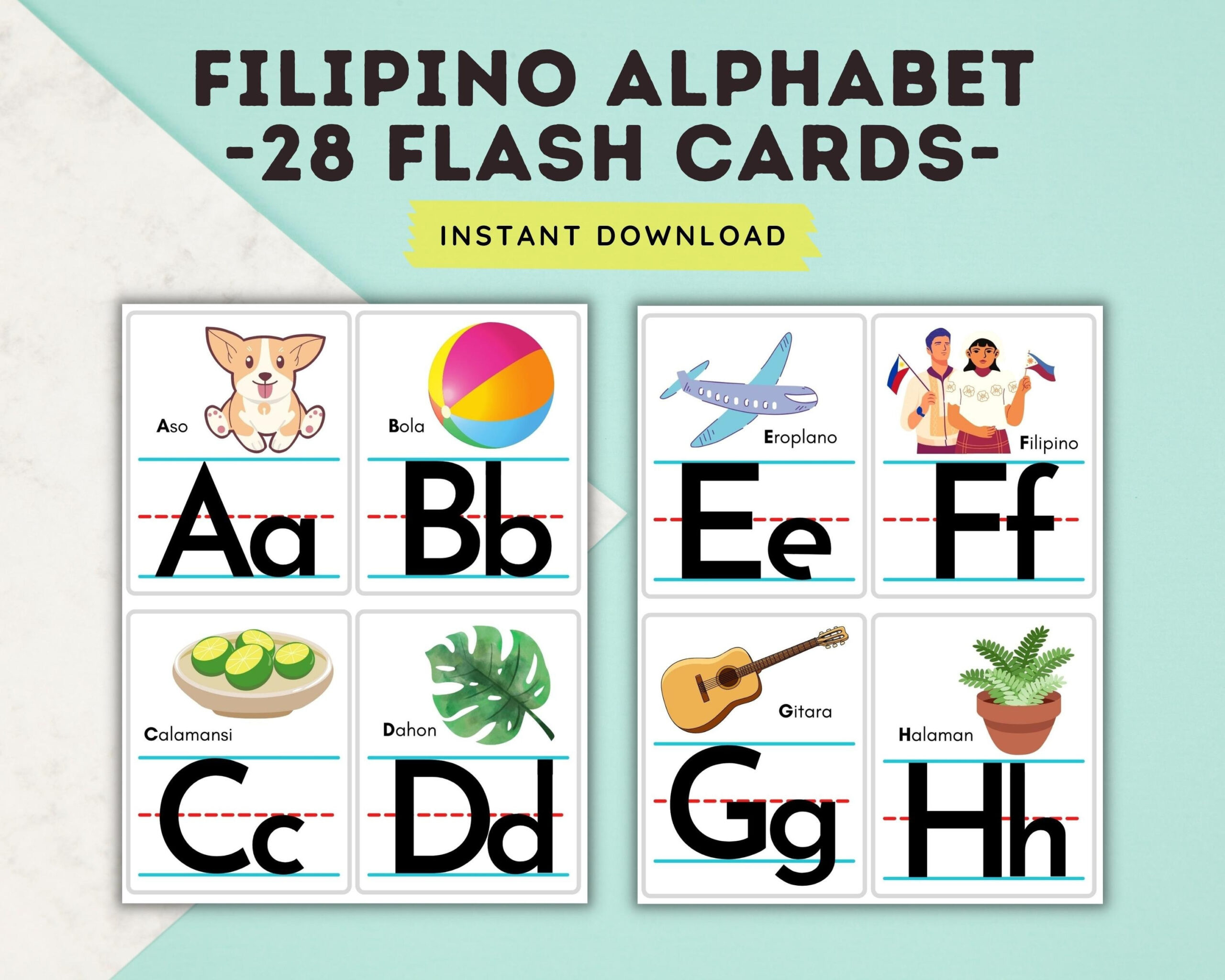 Philippinisches Alphabet Mit Zahlen Karteikarten - Tagalog in Filipino Alphabet Flashcards