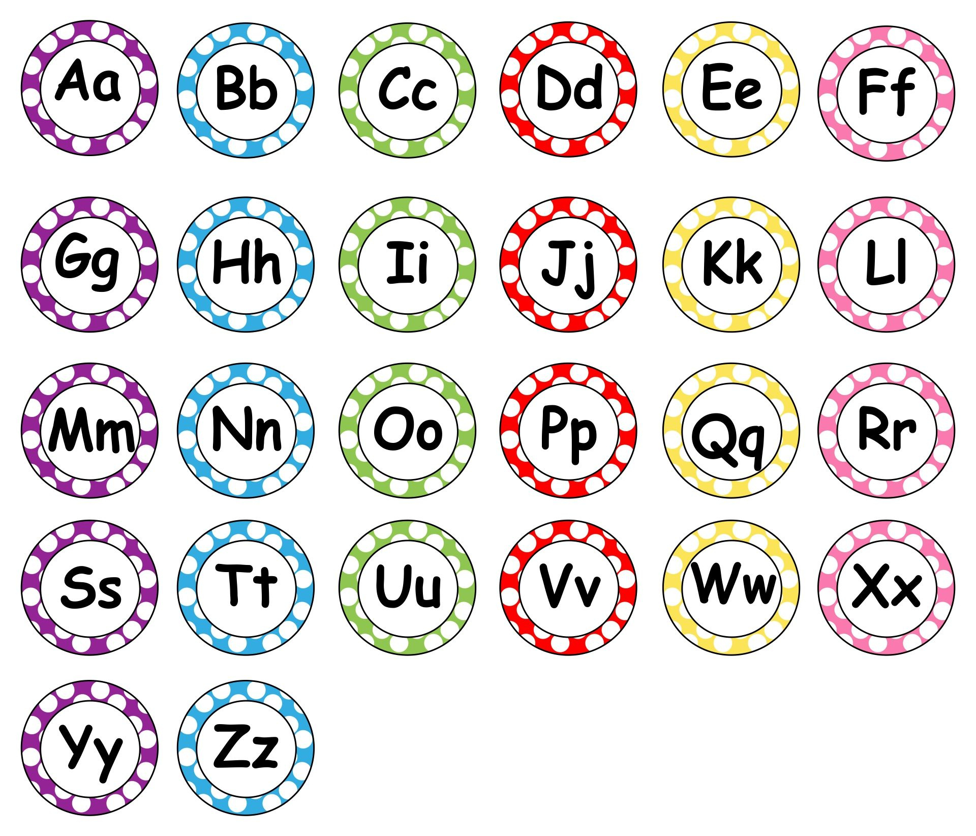 Polka Dot Alphabet - 10 Free Pdf Printables | Printablee with Free Printable Word Wall Alphabet