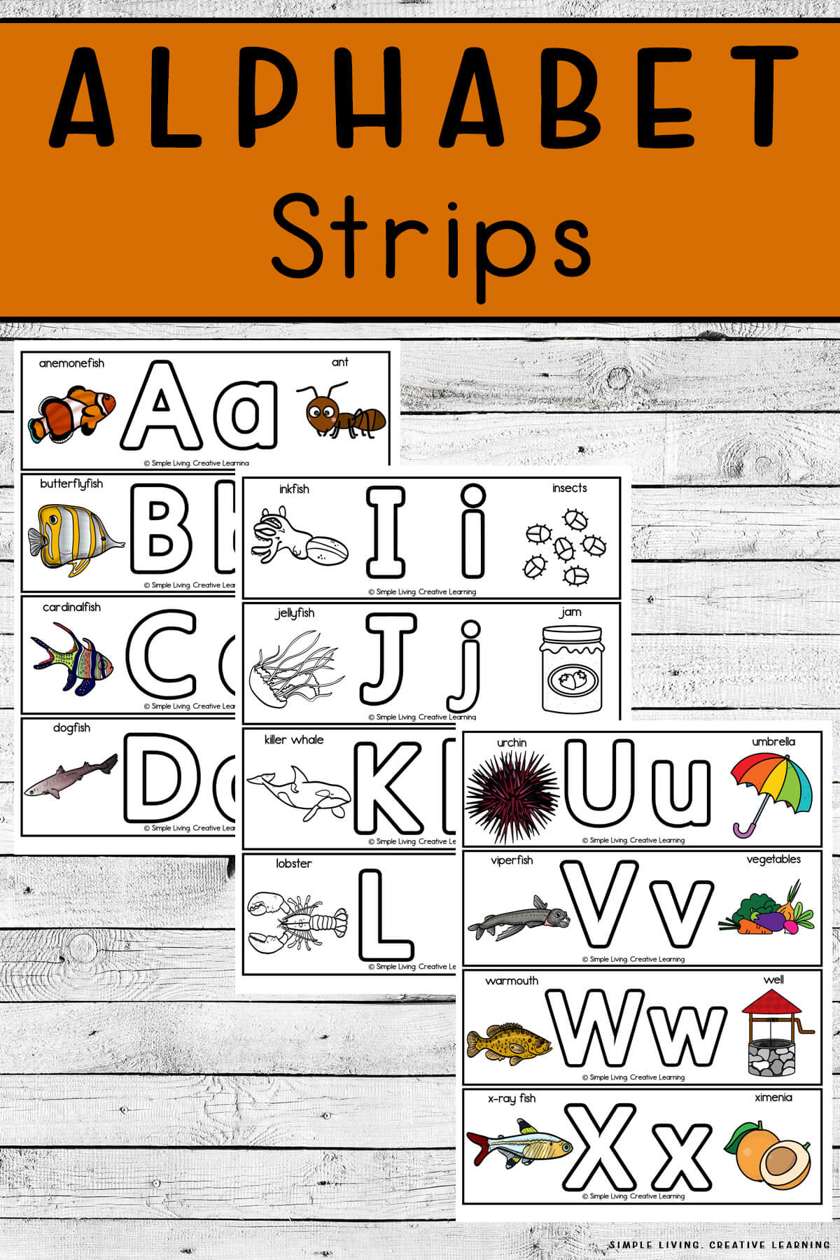 Printable Alphabet Strips - Simple Living. Creative Learning pertaining to Free Printable Alphabet Letter Strips