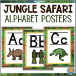 Printable Jungle Safari Theme Abc Alphabet Posters Letters A To Z With Printable Safari Alphabet Letters