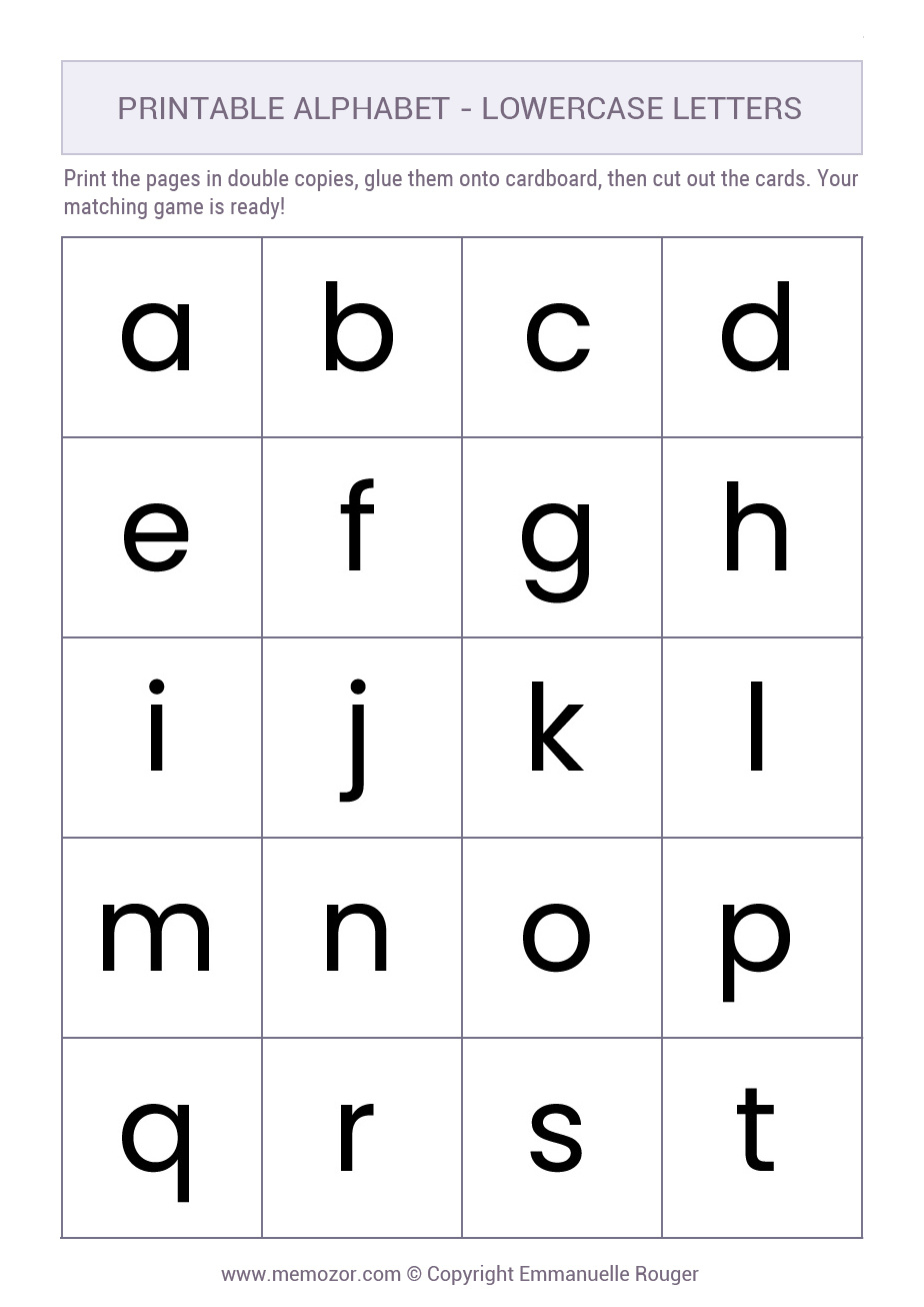 Printable Lowercase Alphabet Letters - 26 Letters (A-Z) | Memozor with Printable Alphabet Letters Lower Case