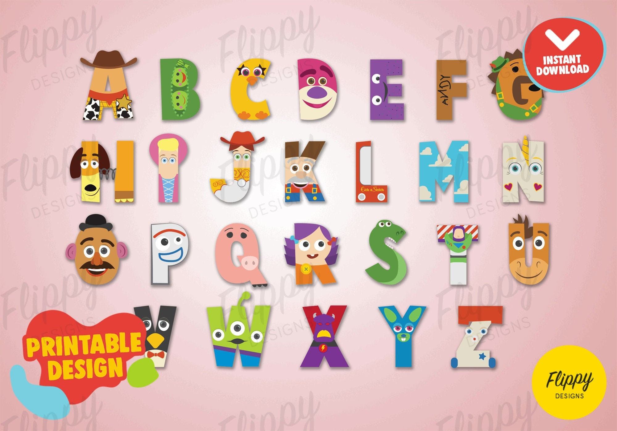 Printable Toy Story Alphabet / Instant Download/ Printable Design in Toy Story Letters
