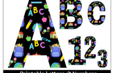School Themed Printable Alphabet Letters A-Z, Numbers 0-9 | Banner pertaining to Printable Alphabet Letters For Display