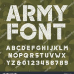 Schriftart Des Armeebhabers. Starke, Fette Buchstaben: Stock In Army Alphabet