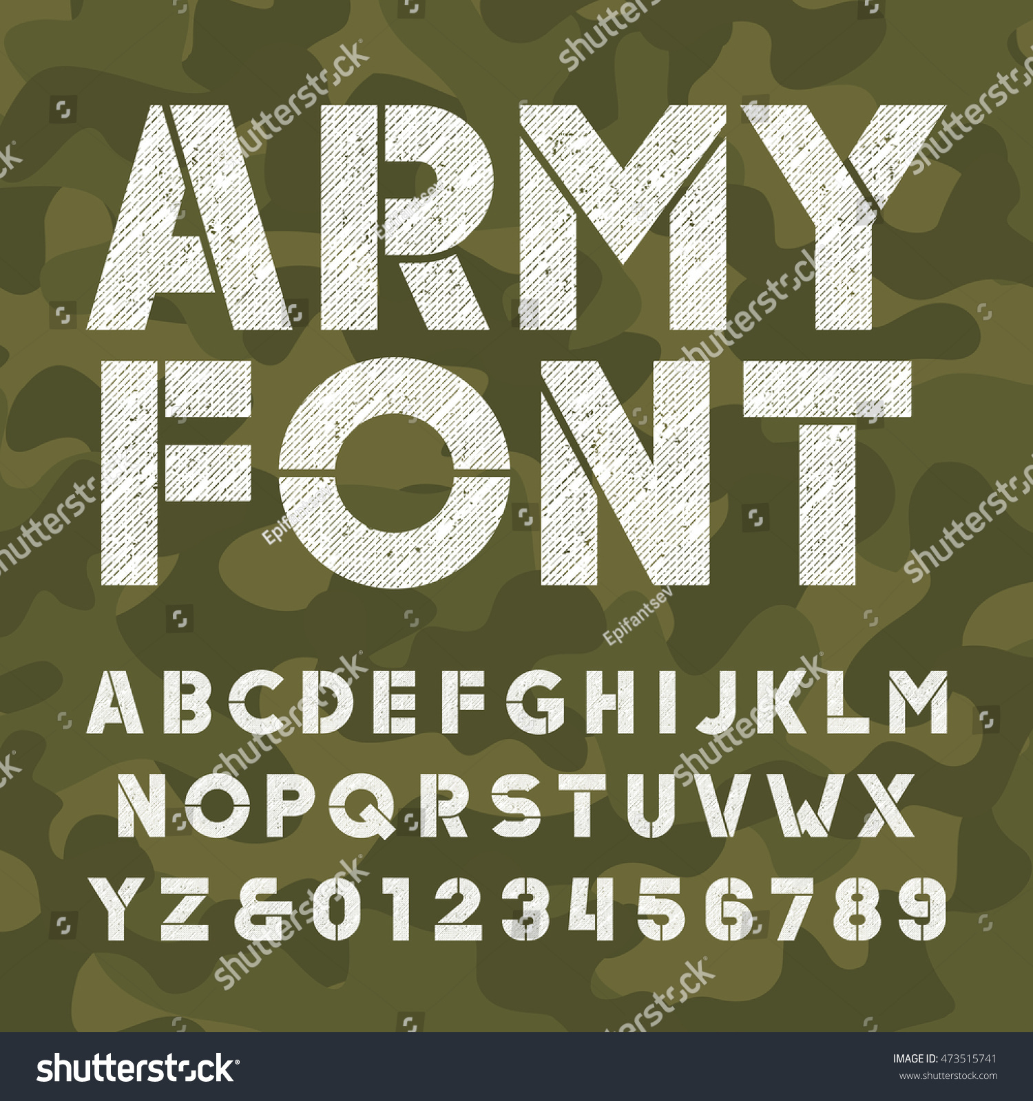 Schriftart Des Armeebhabers. Starke, Fette Buchstaben: Stock in Army Alphabet
