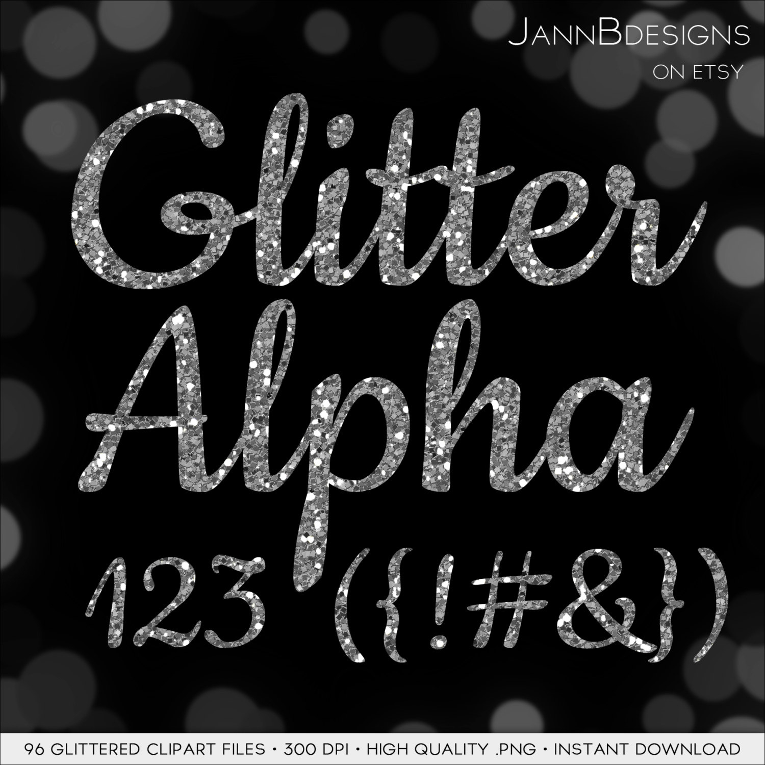 Silver - Glitter Alphabet Clipart • Instant Download • Printable inside Glitter Silver Alphabet Letters Printable Free