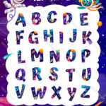 Space Alphabet & Galaxy Font Royalty Free Vector Image In Printable Space Alphabet Letters