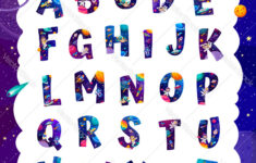 Space Alphabet & Galaxy Font Royalty Free Vector Image in Printable Space Alphabet Letters