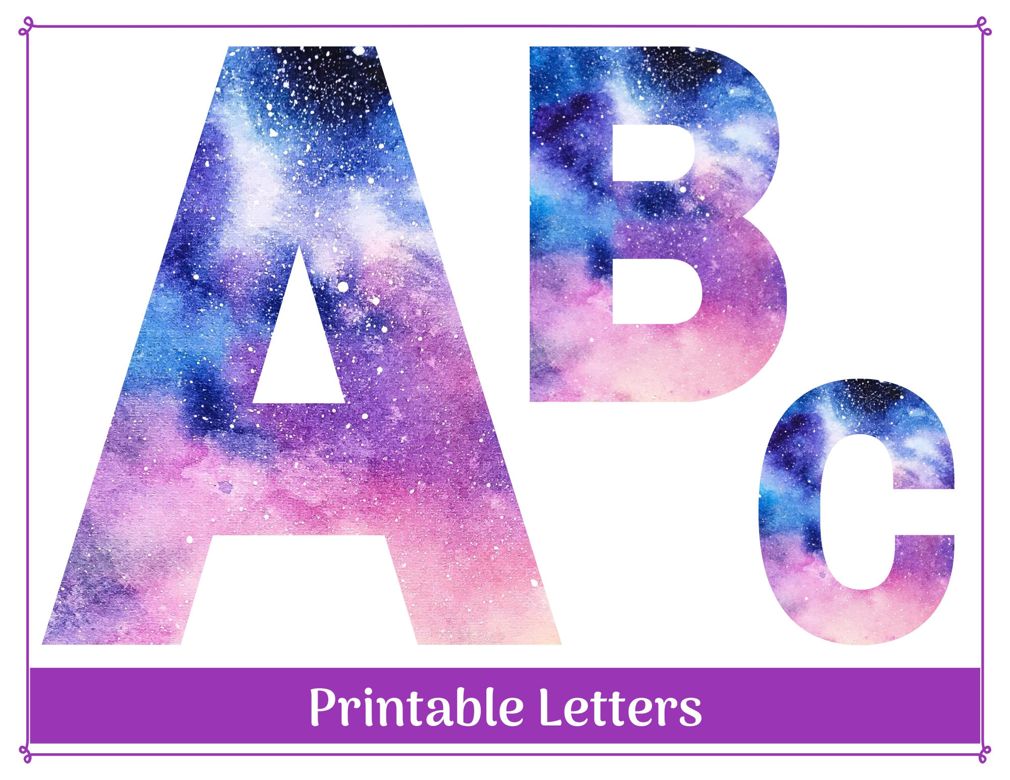 Space Alphabet Letters A-Z, Numbers 0-9 Clip Art, Printable Banner inside Printable Space Alphabet Letters