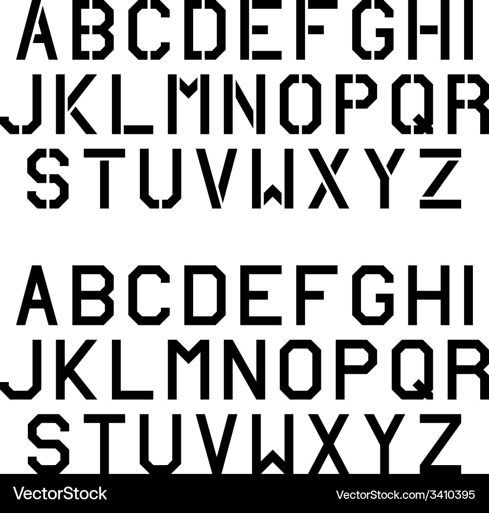Stencil Alphabet Schrift - Angular Letter Style Vektorbild with Stencil Letters