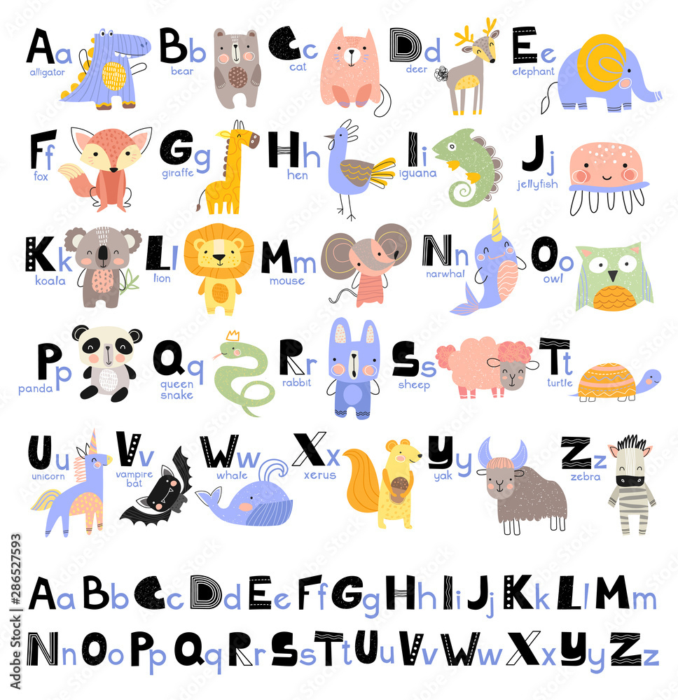Stock-Vektorgrafik „1Funny Alphabet For Young Children With Names for Alphabet Pictures For Each Letter