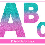 Teal And Pink Glitter Alphabet Letters A Z, Numbers 0 9 In Glitter Alphabet Letters Printable