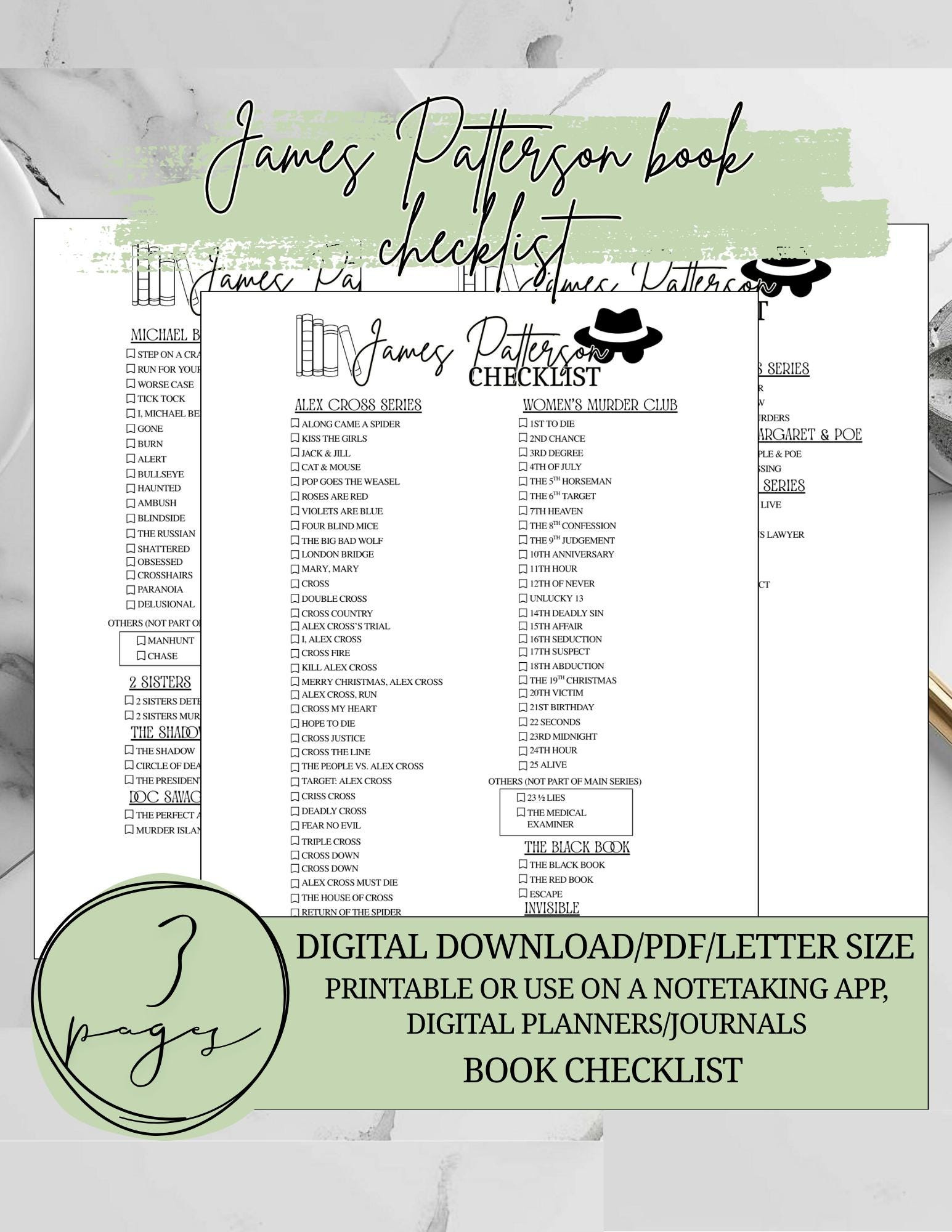 Thriller Reading Checklist - Etsy within James Patterson Book Checklist Printable