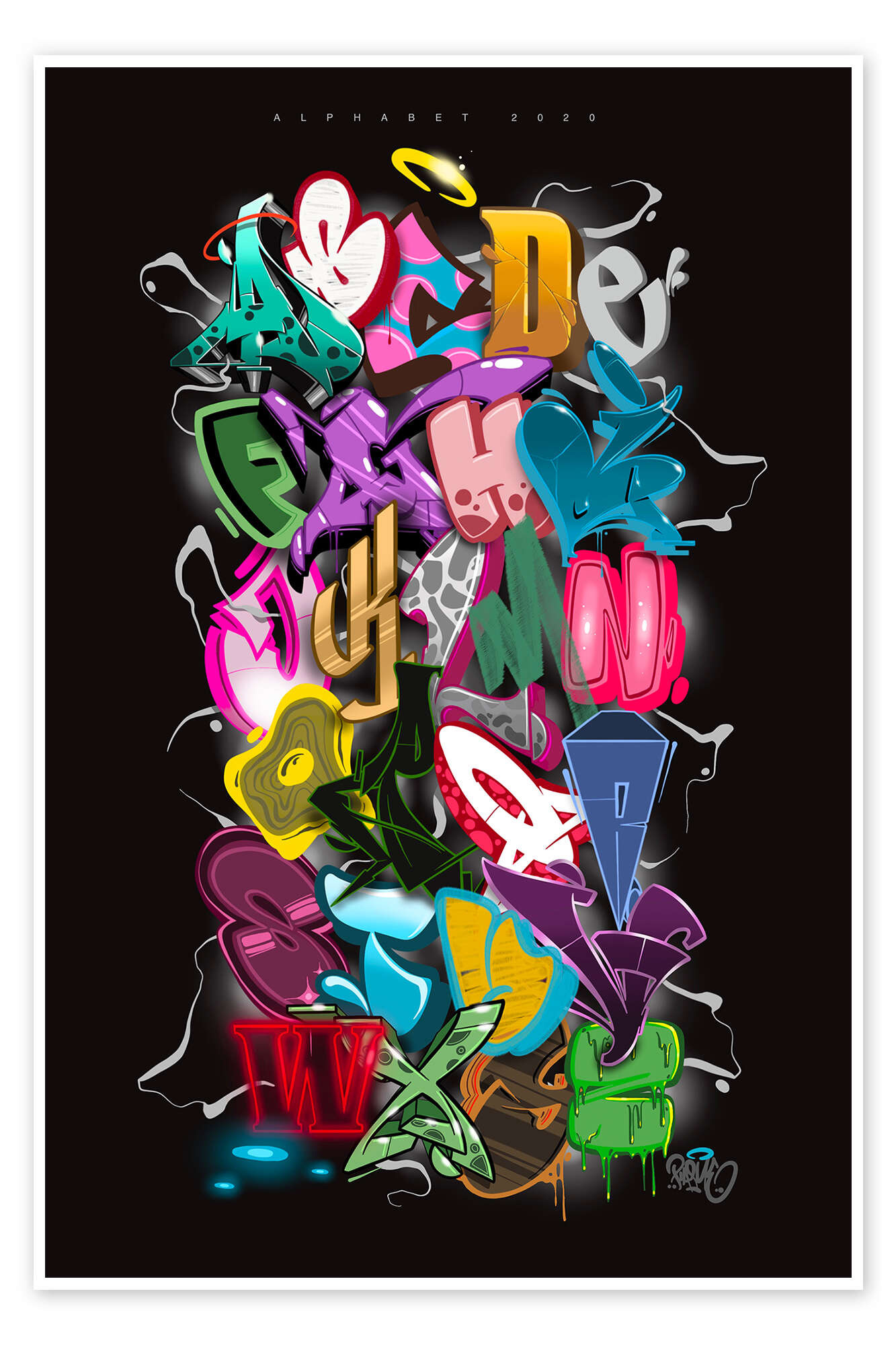 Wandbild „Graffiti-Alphabet“ Von Plaque One | Posterlounge.de with Alphabet Graffiti