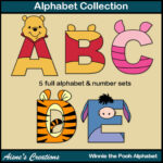 Winnie The Pooh Alphabet Letters & Numbers Clip Art Graphics   Etsy  Australia Pertaining To Printable Winnie The Pooh Alphabet Letters