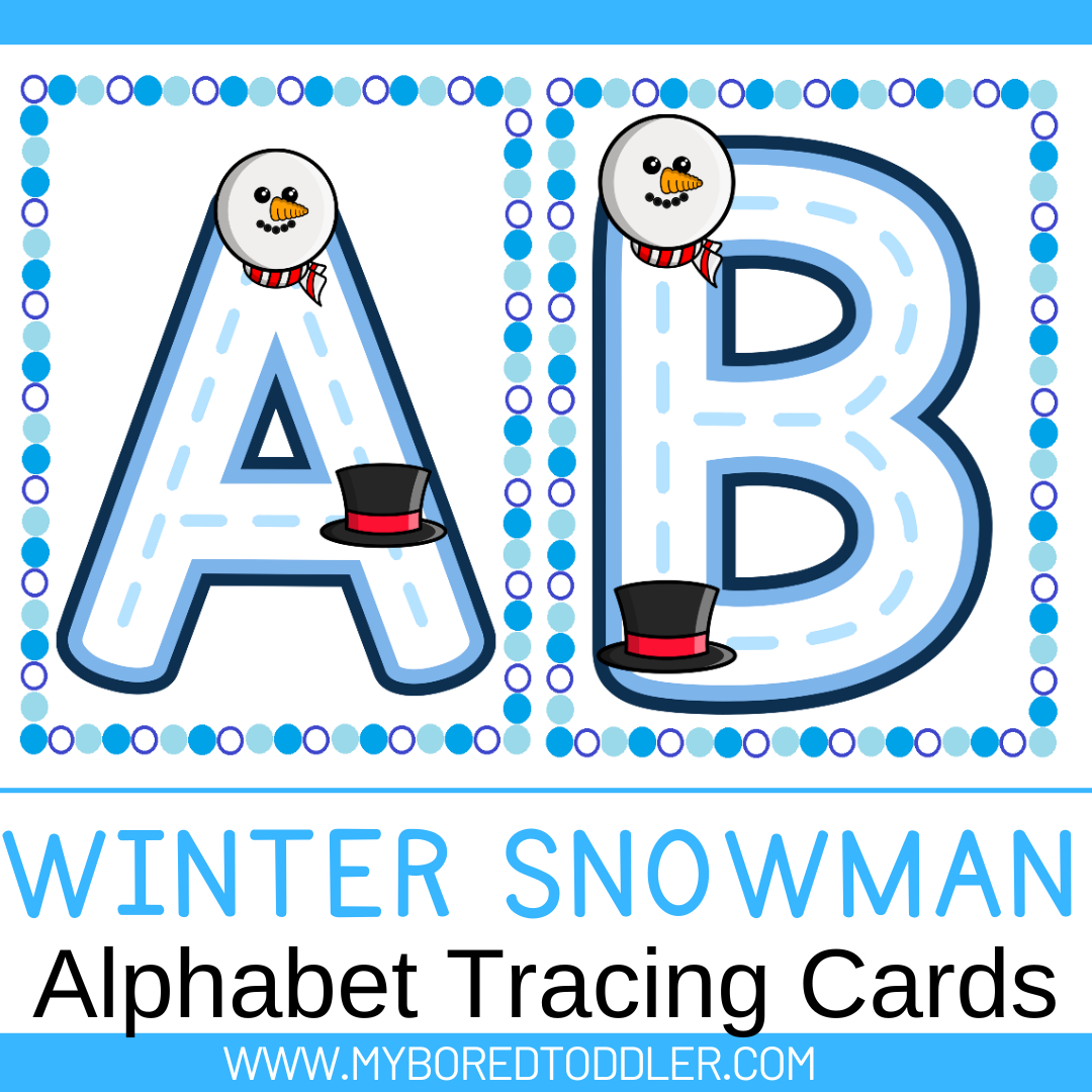 Winter-Snowman-Alphabet-Tracing-Cards-Uppercase-Toddler-Preschool within Printable Winter Alphabet Letters