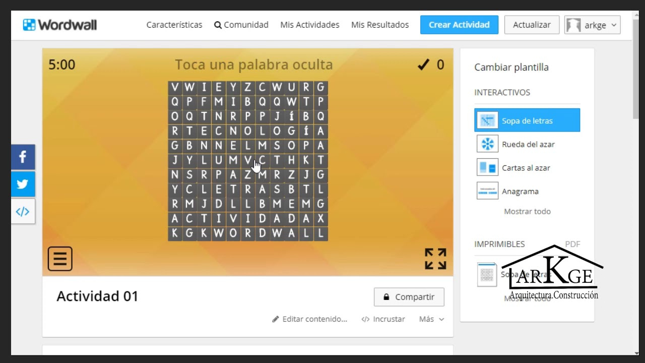 Wordwall (Actividades Sopa De Letras) for Letra S Wordwall